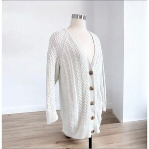 Aerie Cable Knit Ribbed Cardigan Oversized Grandpa 90s Small
